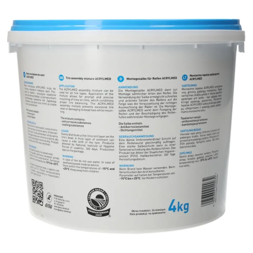 ACRYLMED Maść montażowa zimowa (Delta Niebieska) - Pasta do montażu opon 4 kg