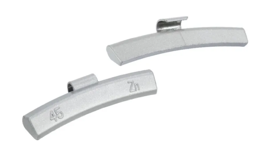 Ciężarki cynkowe powlekane ALU-S 45g, nabijane na obręcz aluminiową