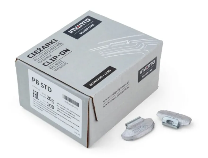 Ciężarki Ołowiane Nabijane 20g do Stalowych Felg INVENTO Silver Line 100 szt