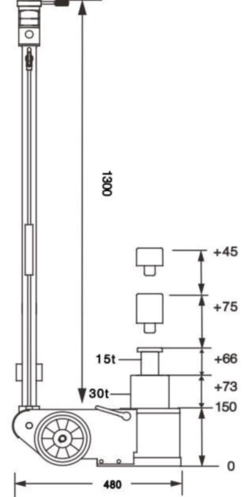 INVENTO AHL 30 - Podnośnik pneumat.-hydraul. 30/15 t