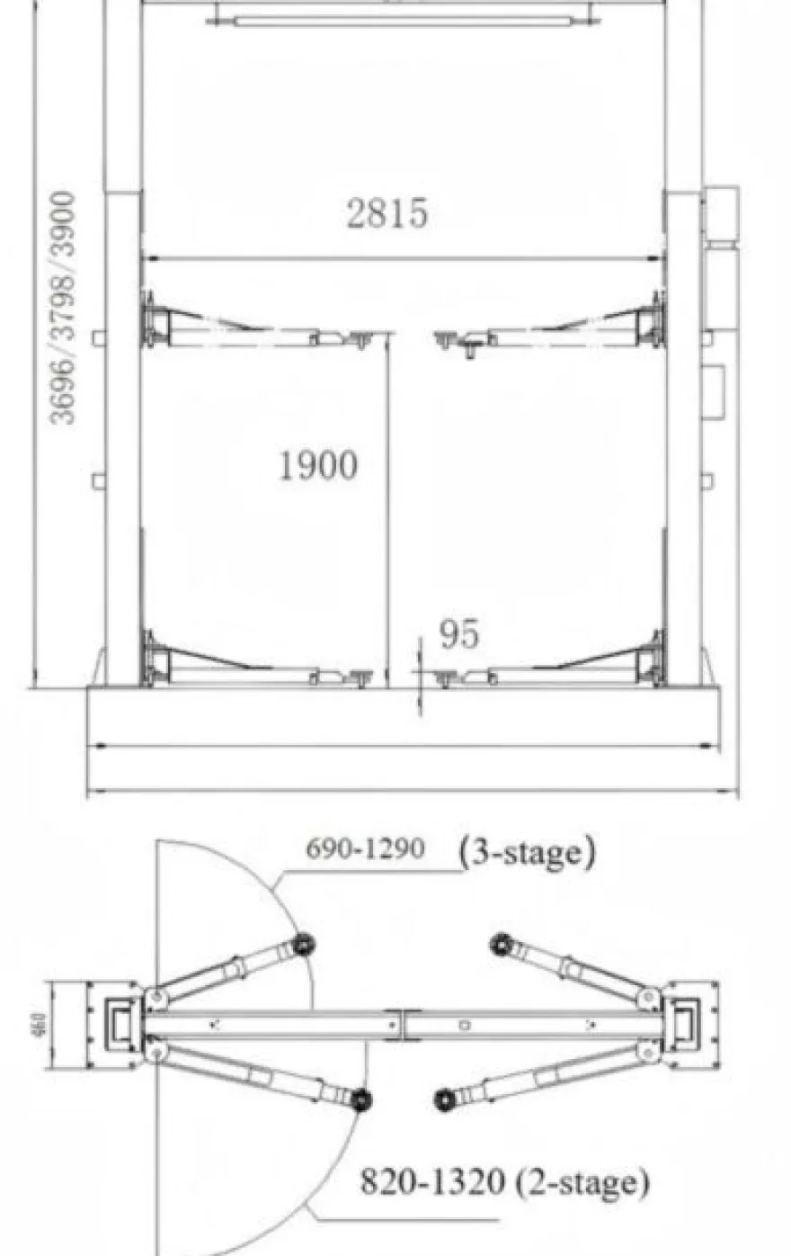INVENTO EL S 40 TL - Podnośnik dwukolumnowy 4T łączony górą z regulowaną wysokością