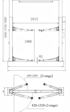 INVENTO EL S 40 TL 230V - Podnośnik dwukolumnowy 4T łączony górą z regulowaną wysokością