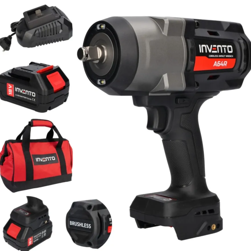INVENTO 1880 Nm 1/2" klucz udarowy akumulatorowy ZESTAW 2x 4Ah, torba, ładowarka