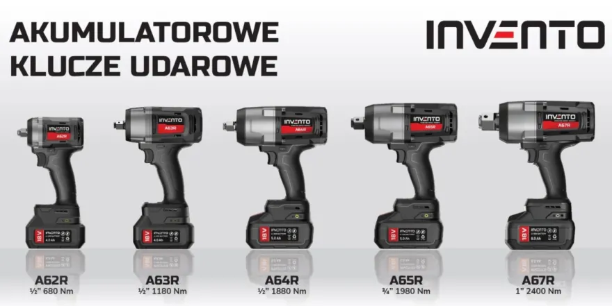 INVENTO 1180 Nm 1/2" klucz udarowy akumulatorowy - zestaw 2x 4Ah, torba, ładowarka