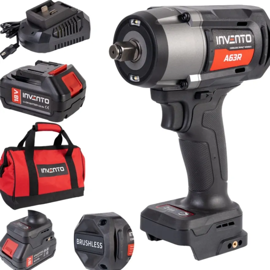 INVENTO 1180 Nm 1/2" klucz udarowy akumulatorowy - zestaw 2x 4Ah, torba, ładowarka