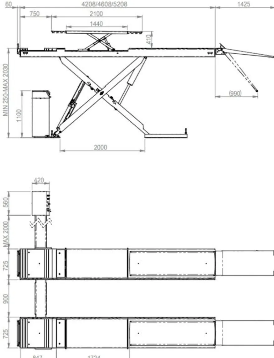 INVENTO SL 552 LT - Podnośnik nożycowy diagnostyczny 5200mm