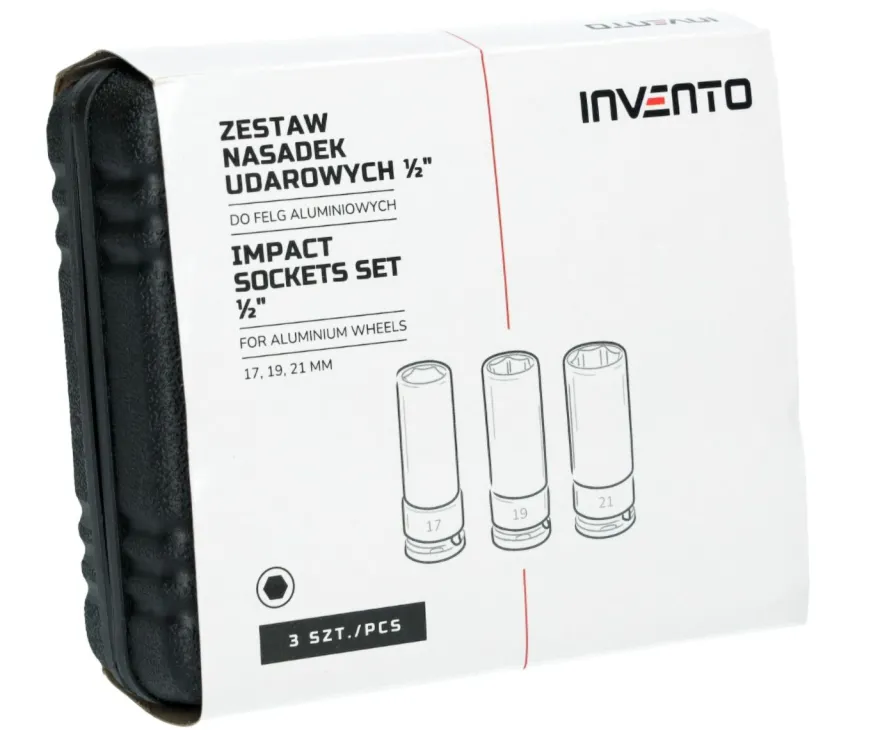 Klucz dynamometryczny INVENTO 1/2" 28-210 Nm + nasadki ALU - zestaw PRO