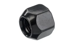 Nakrętka mocująca M12x1,5 otwarta, bez kołnierza, gwint 16mm, klucz 19, czarna