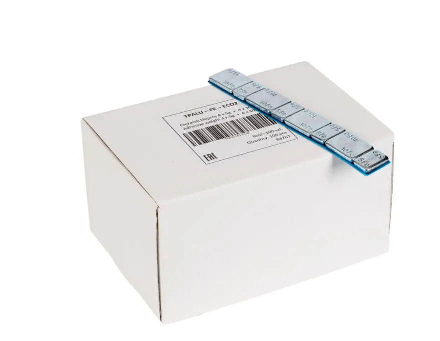 Opakowanie 100 pasków ciężarków klejonych srebrnych zaokrąglonych 5g/10g stalowych