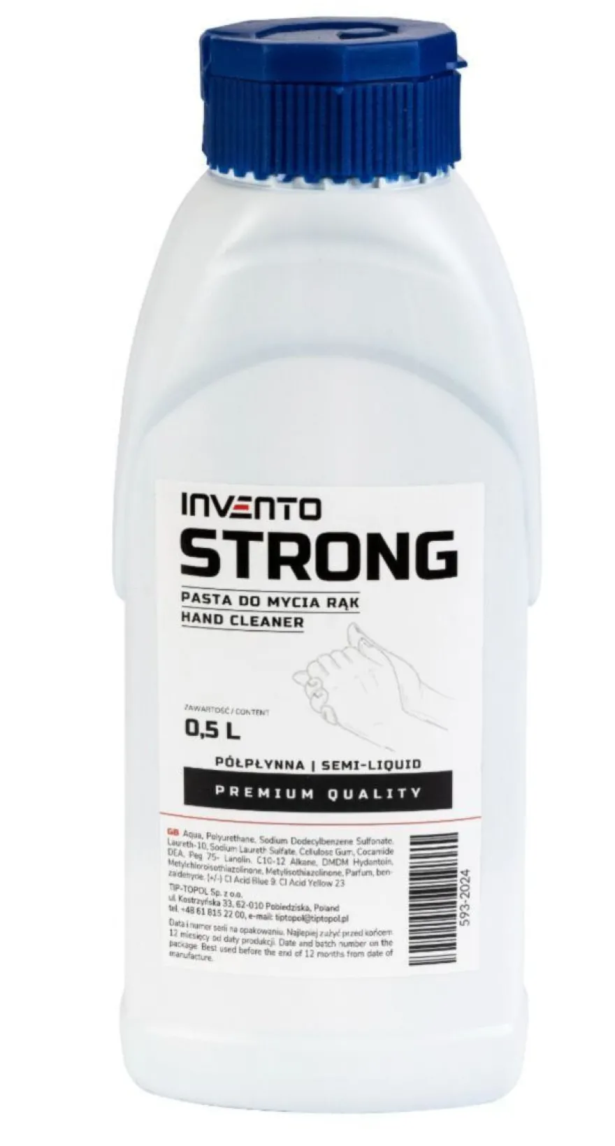 Pasta żel do mycia rąk 0,5l STRONG (półpłynna niebieska)