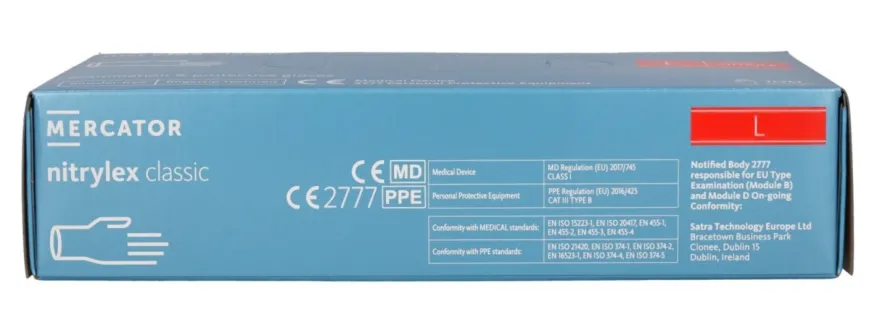 Rękawiczki nitrylowe niebieskie Nitrylex CLASSIC Blue rozmiar L, op./100 szt.