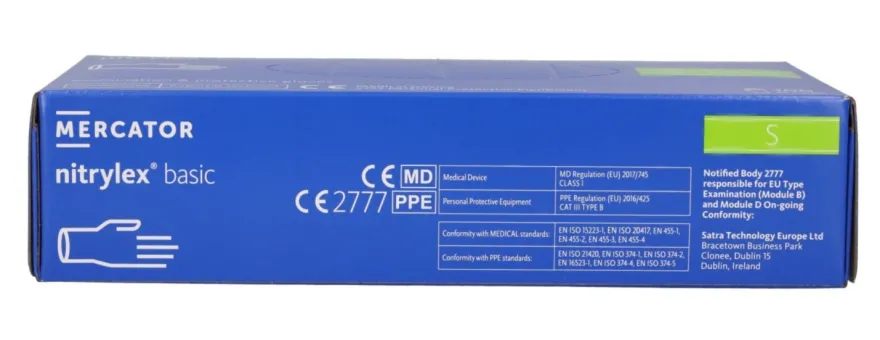 Rękawiczki nitrylowe niebieskie Nitrylex BASIC dark blue r. S, op./100 szt.