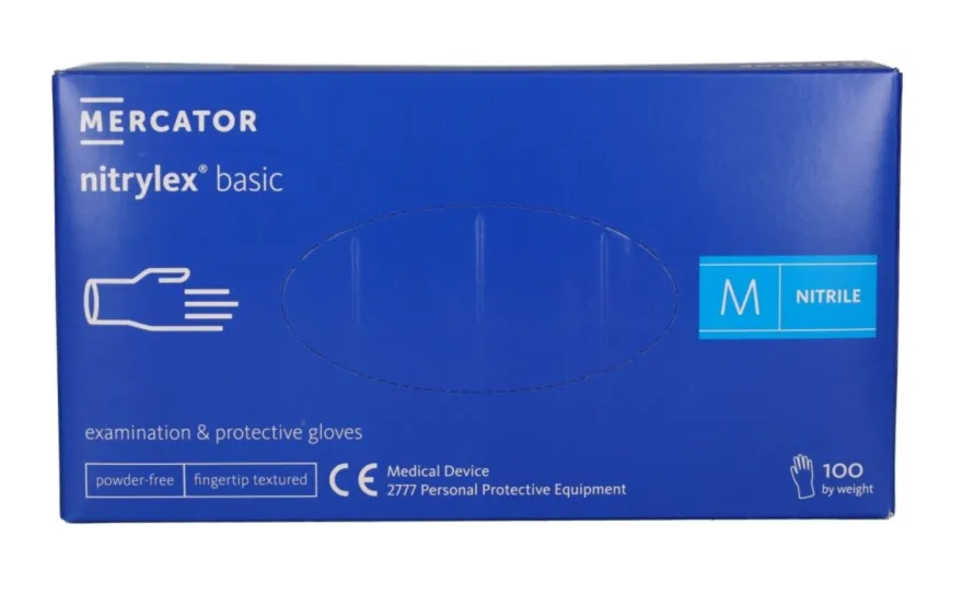 Rękawiczki nitrylowe niebieskie Nitrylex BASIC dark blue r. M, op./100 szt.