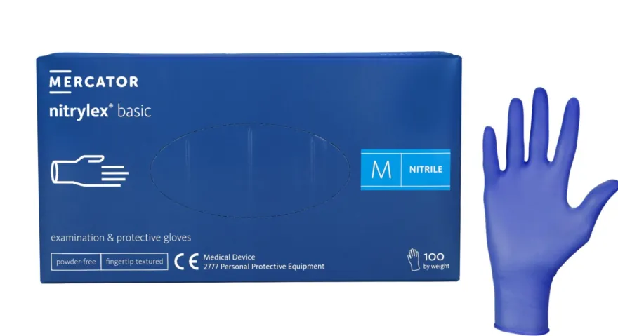 Rękawiczki nitrylowe niebieskie Nitrylex BASIC dark blue r. M, op./100 szt.