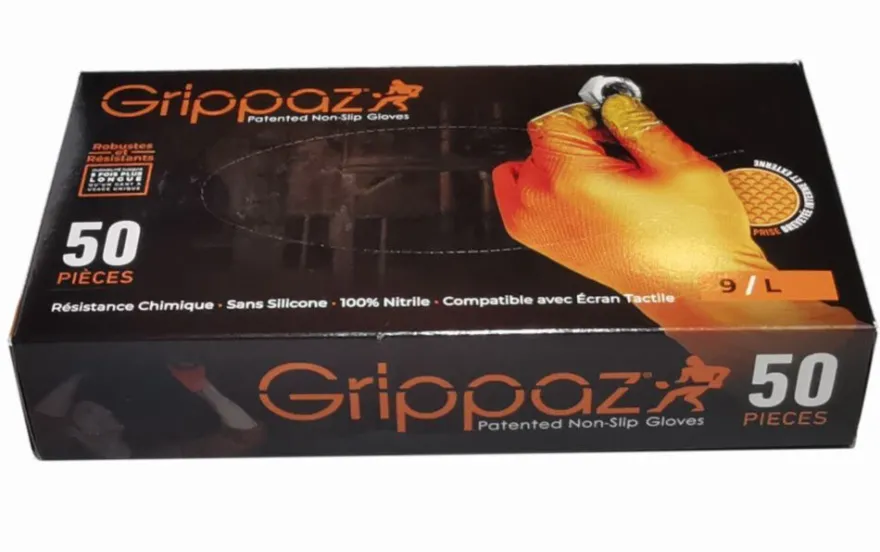 Rękawiczki warsztatowe z nitrylu Grippaz PREMIUM pomarańczowe rozmiar L, op. 50 szt, model 246A