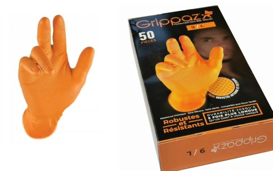 Rękawiczki warsztatowe z nitrylu Grippaz PREMIUM pomarańczowe rozmiar L, op. 50 szt, model 246A