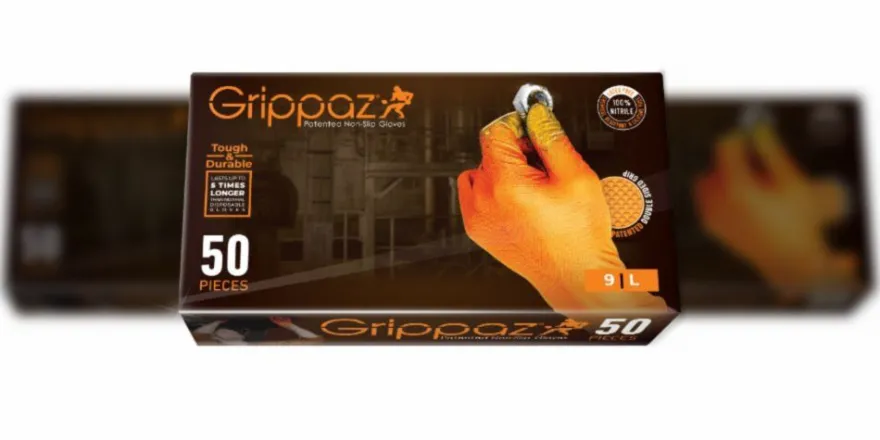 Rękawiczki warsztatowe z nitrylu Grippaz PREMIUM pomarańczowe rozmiar L, op. 50 szt, model 246A