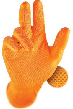 Rękawiczki warsztatowe z nitrylu Grippaz PREMIUM pomarańczowe rozmiar XL, op. 50 szt 246A
