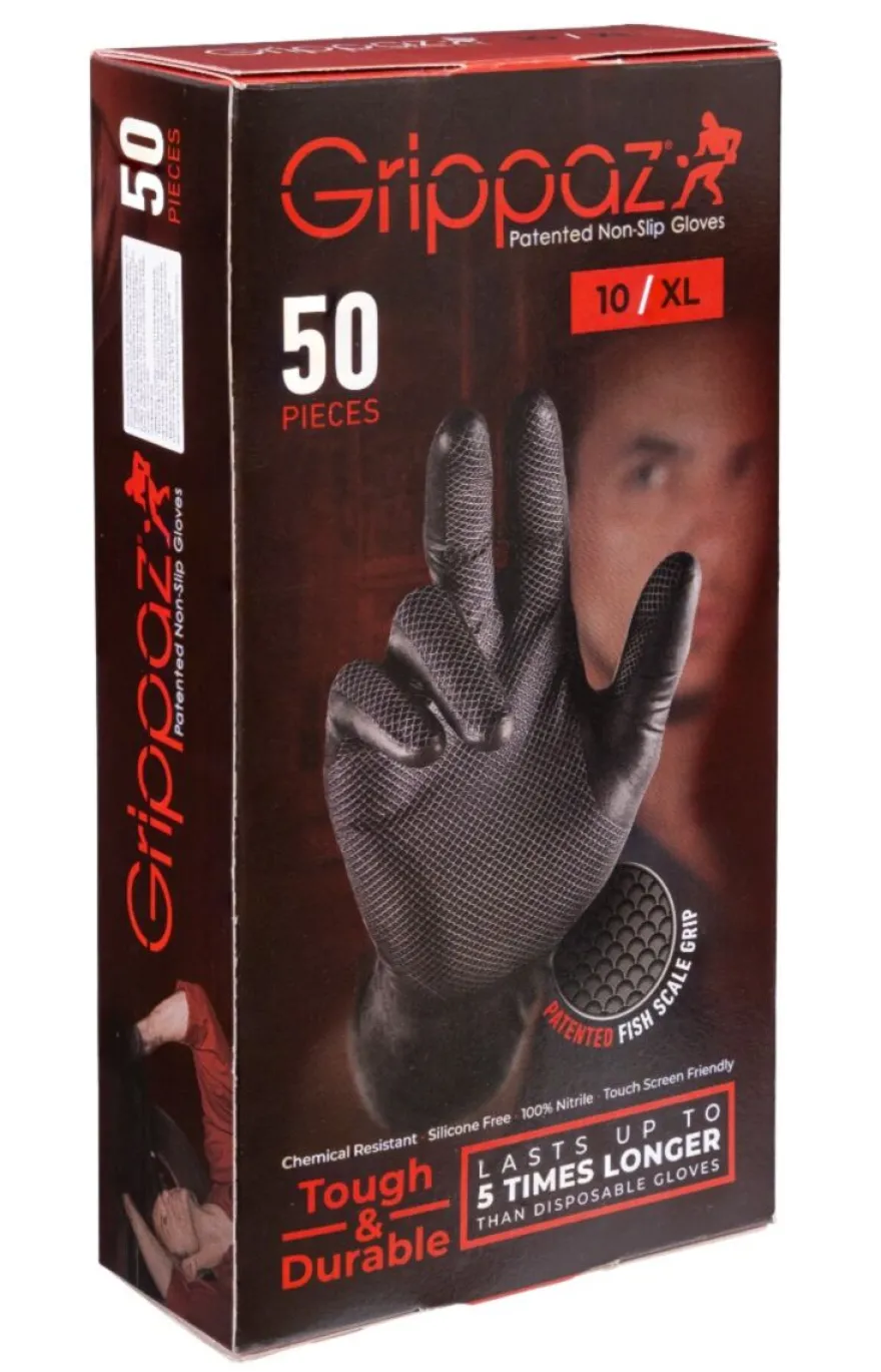 Rękawiczki warsztatowe z nitrylu Grippaz PREMIUM czarne rozmiar L, op. 50 szt 246BL