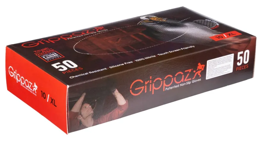 Rękawiczki warsztatowe z nitrylu Grippaz czarne rozmiar XL op. 50 szt 246BL