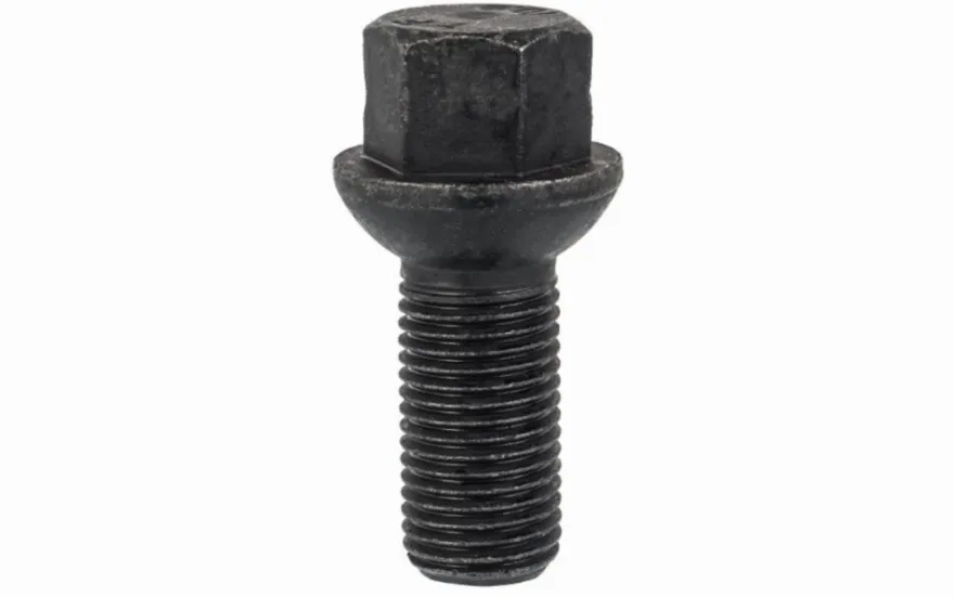 Śruba mocująca M14x1,5, gwint 28mm, kula, klucz 17, czarna