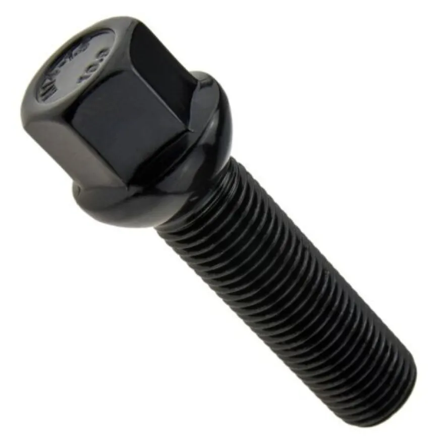 Śruba mocująca M14x1,5, gwint 45mm, kula, klucz 17, czarna