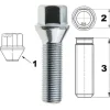Śruba mocująca M14x1,5, gwint 45mm, stożek, klucz 17 10 szt.