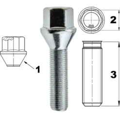 Śruba mocująca M12x1,5 gwint 35mm stożek, k17
