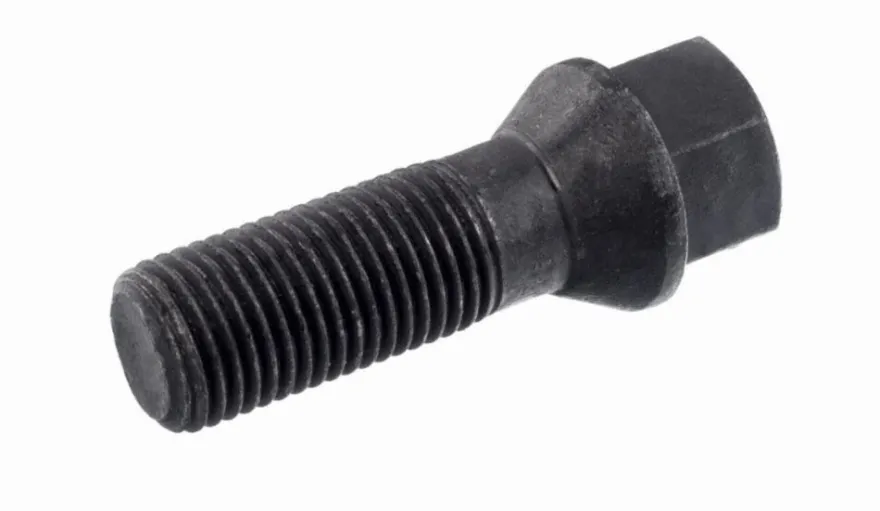 Śruba mocująca M14x1,5, gwint 35mm, stożek, klucz 17, czarna, ocynk A3K oraz GEOMET