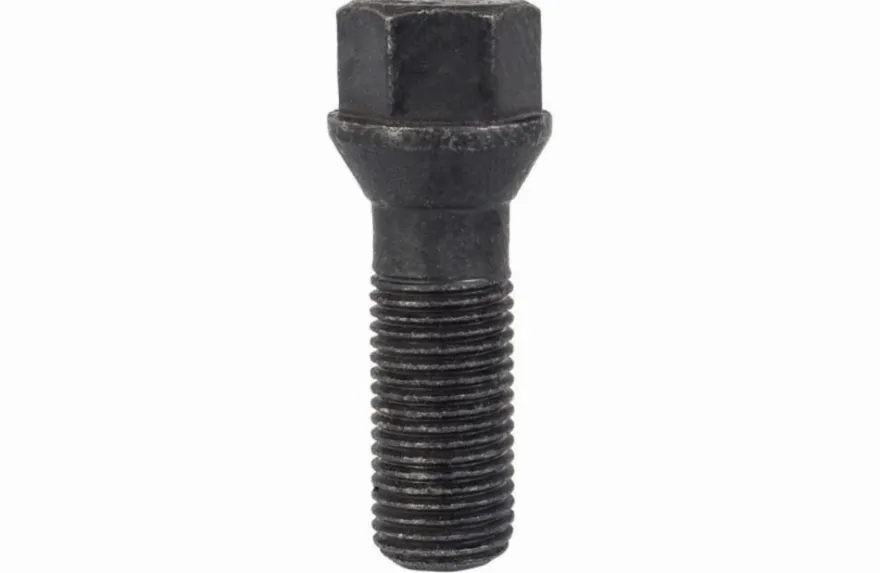 Śruba mocująca M14x1,5, gwint 35mm, stożek, klucz 17, czarna, ocynk A3K oraz GEOMET