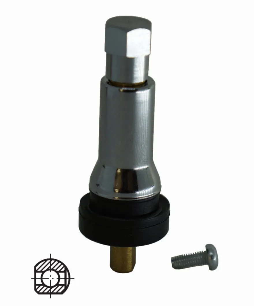 Zawór TPMS do czujnika OEM - Schrader TR413 gumowy nowy z chromowaną nakładką