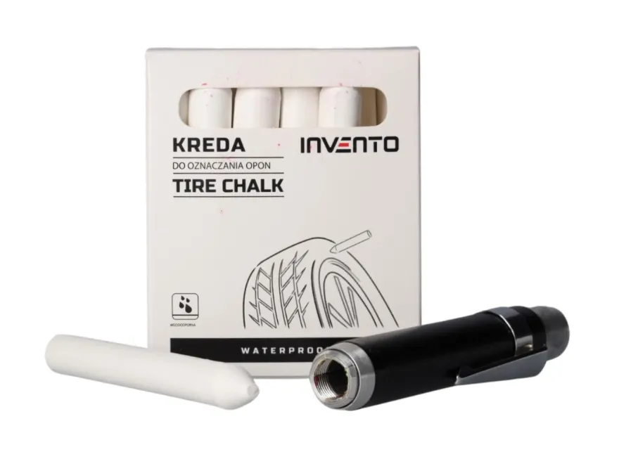 Zestaw kreda do opon biała Invento 12 szt + uchwyt